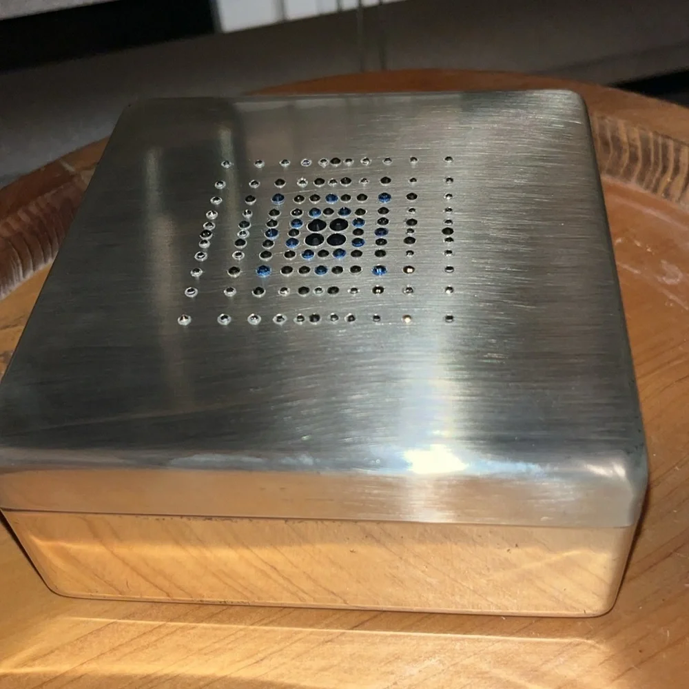 Swarovski Jeweled Brushed Finish Silver Box with Velvet Lining New In Giftbox